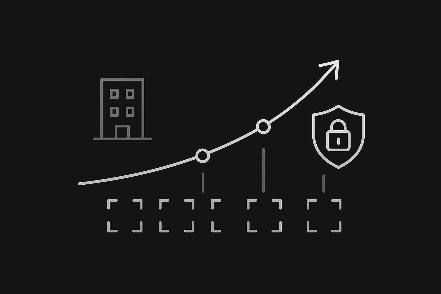 Black and white trend line rising over repeated scan data points.